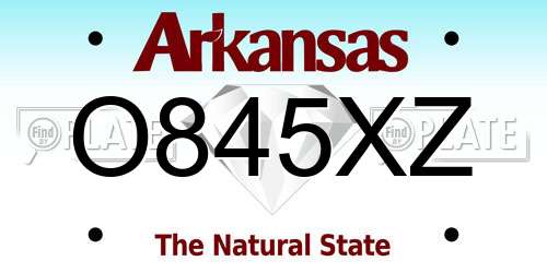 O845XZ Arkansas License Plate