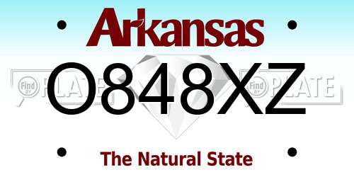 O848XZ Arkansas License Plate