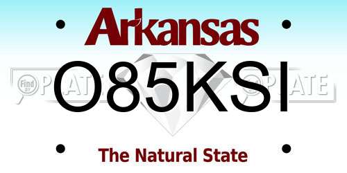O85KSI Arkansas License Plate