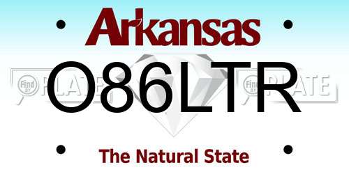 O86LTR Arkansas License Plate