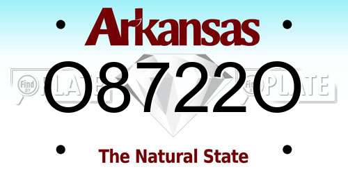 O8722O Arkansas License Plate