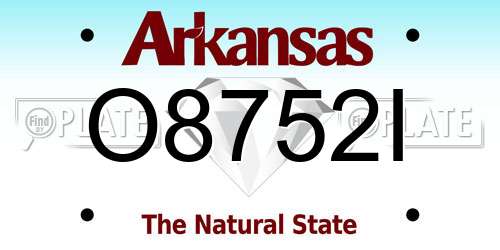 O8752I Arkansas License Plate