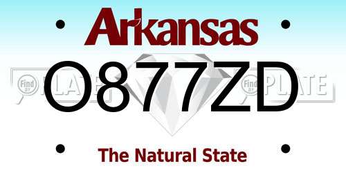 O877ZD Arkansas License Plate