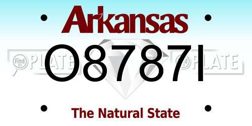 O8787I Arkansas License Plate