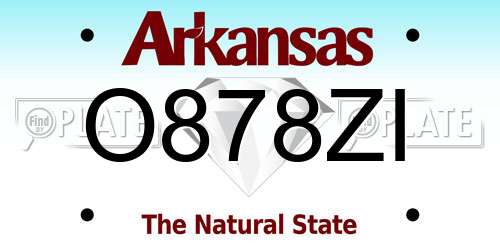 O878ZI Arkansas License Plate