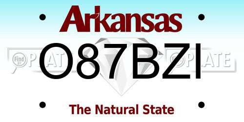O87BZI Arkansas License Plate