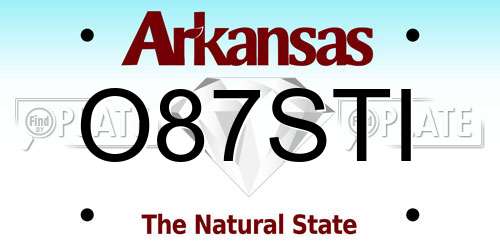 O87STI Arkansas License Plate