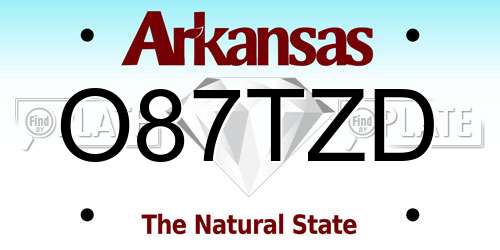 O87TZD Arkansas License Plate