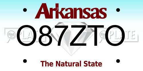 O87ZTO Arkansas License Plate