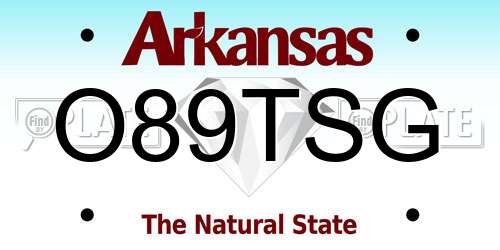 O89TSG Arkansas License Plate