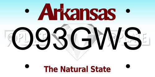 O93GWS Arkansas License Plate