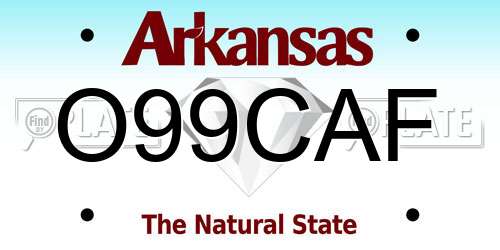 O99CAF Arkansas License Plate