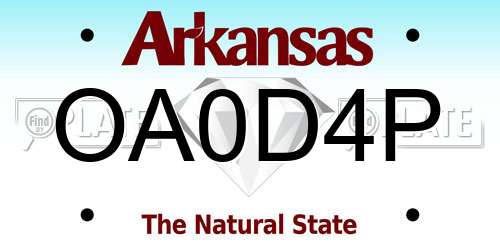 OA0D4P Arkansas License Plate