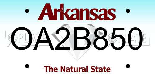 OA2B850 Arkansas License Plate
