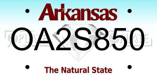 OA2S850 Arkansas License Plate