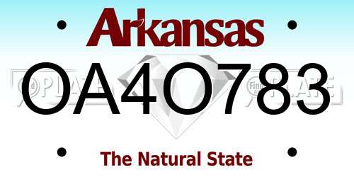 OA4O783 Arkansas License Plate