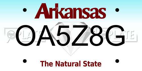 OA5Z8G Arkansas License Plate