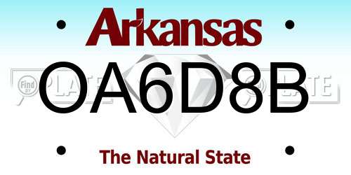 OA6D8B Arkansas License Plate