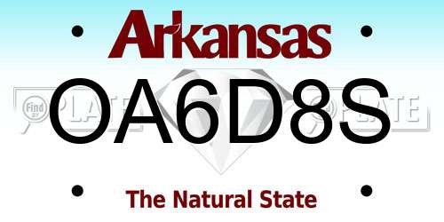 OA6D8S Arkansas License Plate