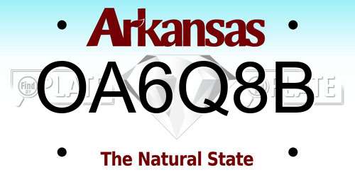 OA6Q8B Arkansas License Plate