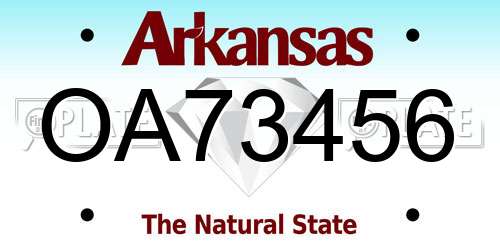 OA73456 Arkansas License Plate
