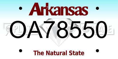 OA78550 Arkansas License Plate