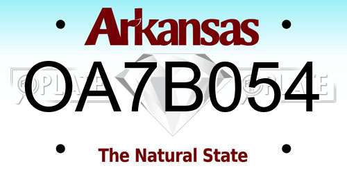 OA7B054 Arkansas License Plate