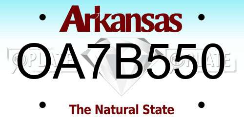 OA7B550 Arkansas License Plate