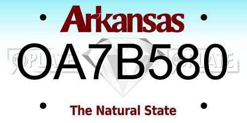 OA7B580 Arkansas License Plate