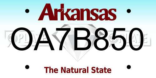 OA7B850 Arkansas License Plate