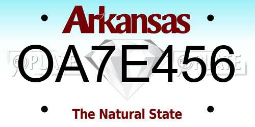 OA7E456 Arkansas License Plate