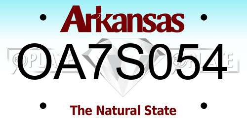OA7S054 Arkansas License Plate