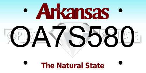 OA7S580 Arkansas License Plate