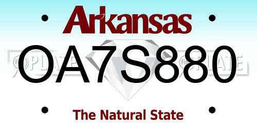 OA7S880 Arkansas License Plate