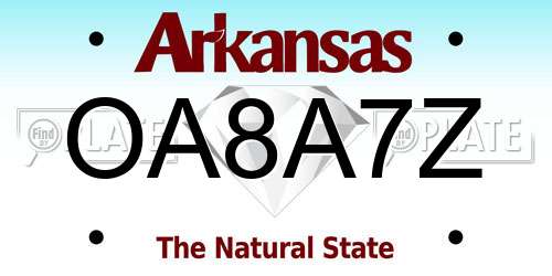 OA8A7Z Arkansas License Plate