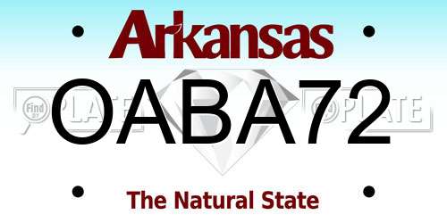 OABA72 Arkansas License Plate