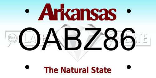 OABZ86 Arkansas License Plate