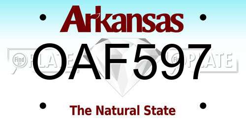 OAF597 Arkansas License Plate