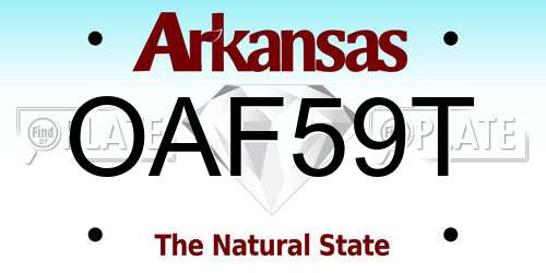 OAF59T Arkansas License Plate