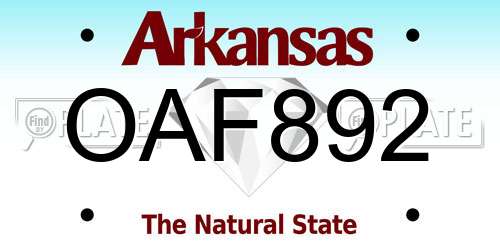 OAF892 Arkansas License Plate