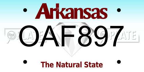 OAF897 Arkansas License Plate