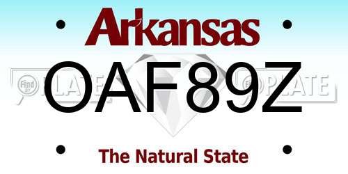 OAF89Z Arkansas License Plate