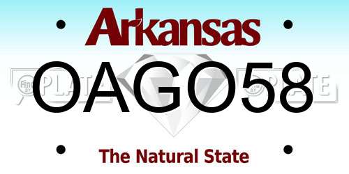 OAGO58 Arkansas License Plate