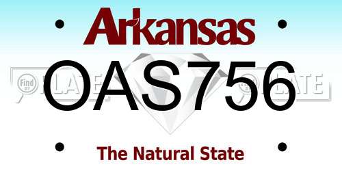 OAS756 Arkansas License Plate