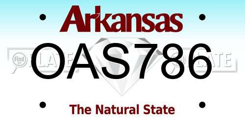 OAS786 Arkansas License Plate
