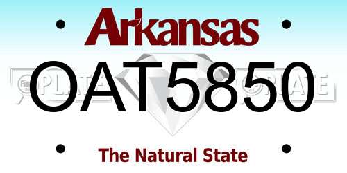 OAT5850 Arkansas License Plate