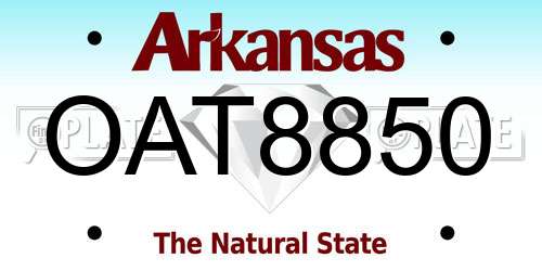 OAT8850 Arkansas License Plate