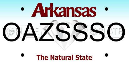 OAZSSSO Arkansas License Plate