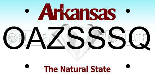 OAZSSSQ Arkansas License Plate