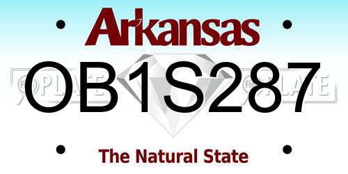 OB1S287 Arkansas License Plate